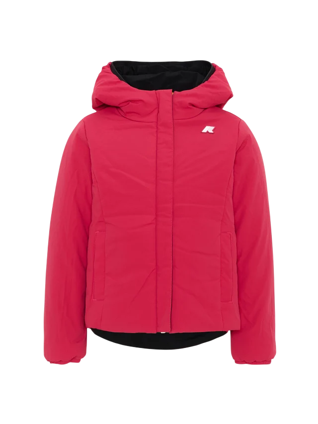K-Way giubbino bambina Lily con cappuccio nero fucsia K71339W DCL K-WAY