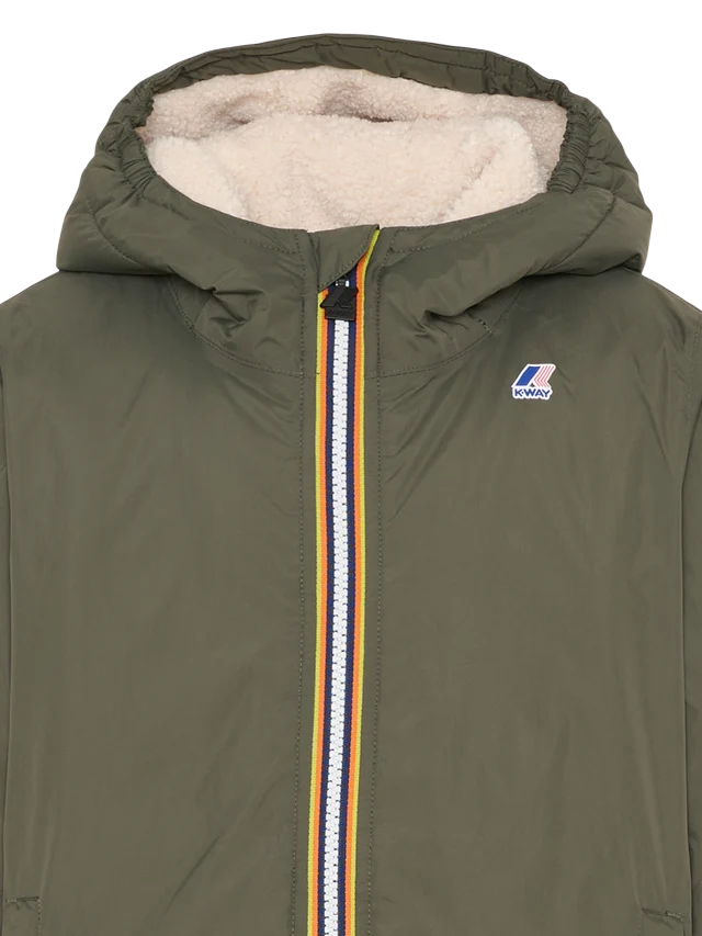 K-Way piumino unisex bambino Le Vrai Claude con cappuccio verde militare K7142TW WMR K-WAY