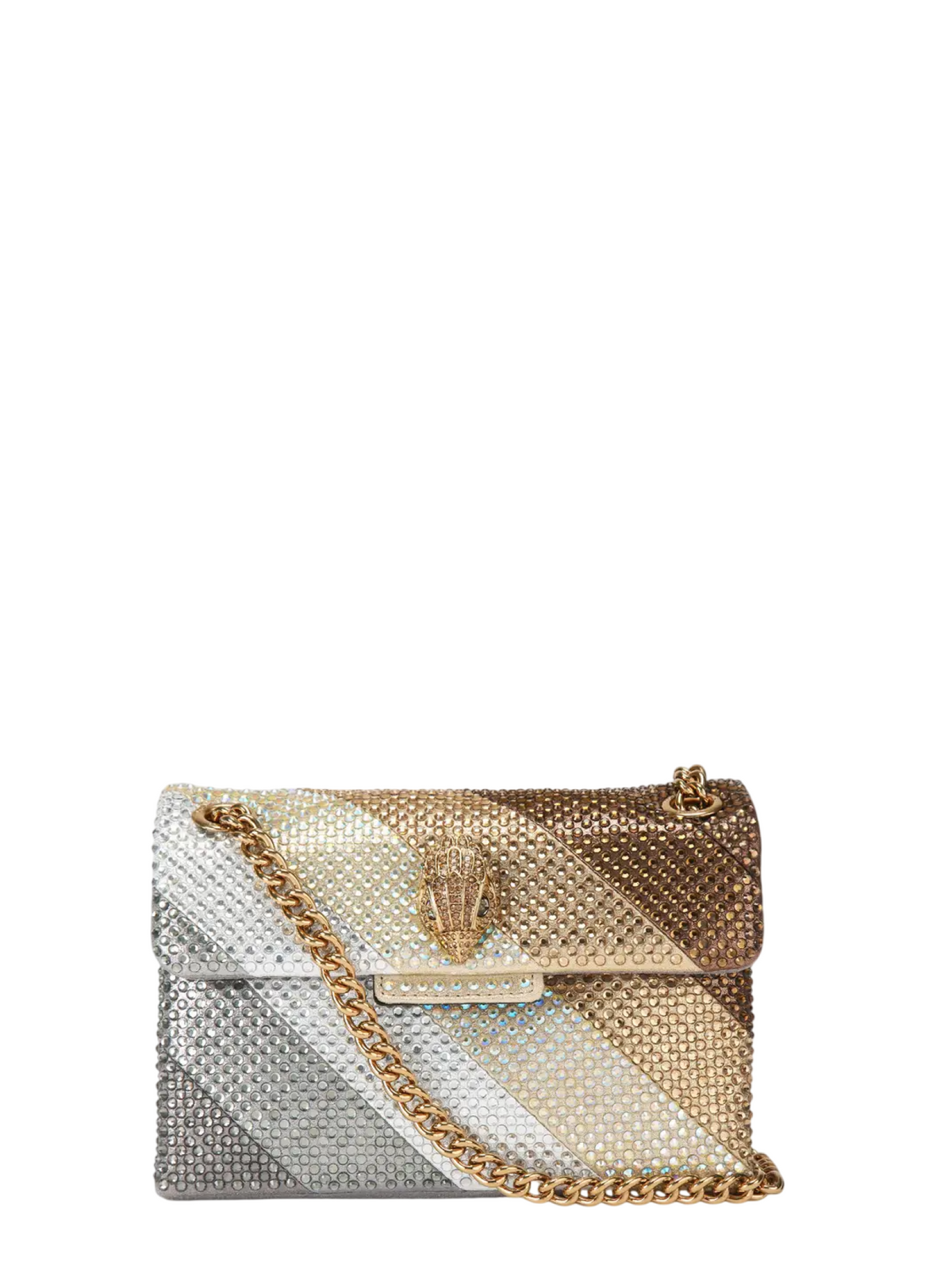 Kurt Geiger borsa Kensington colorblock con strass argento oro marrone 2051265609 METAL COMB KURT GEIGER