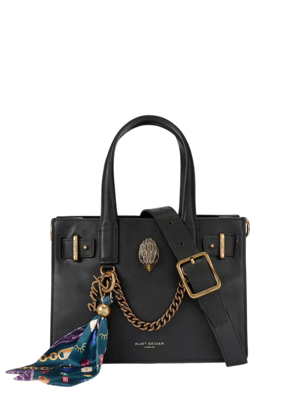 Kurt Geiger borsa a mano donna in pelle Sloane con tracolla nero 5838600109 BLACK KURT GEIGER
