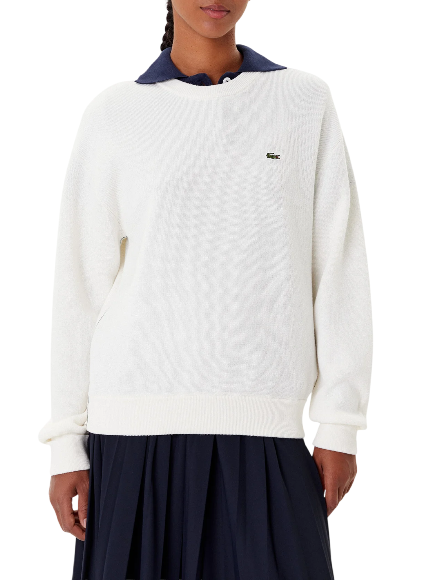 Lacoste maglia girocollo donna misto lana panna AF4158 70V LACOSTE