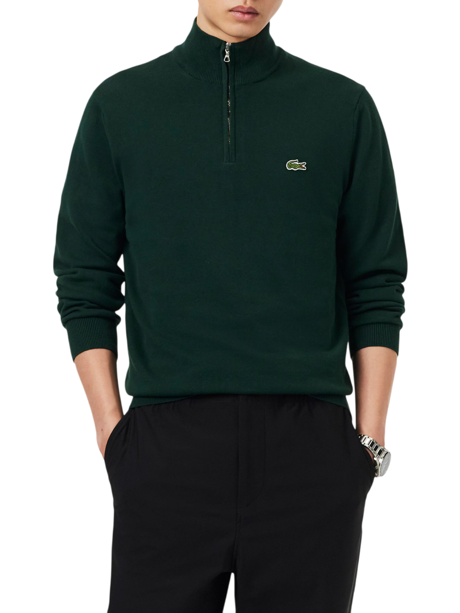 Lacoste maglia pullover mezza zip verde scuro AH1980 YZP LACOSTE