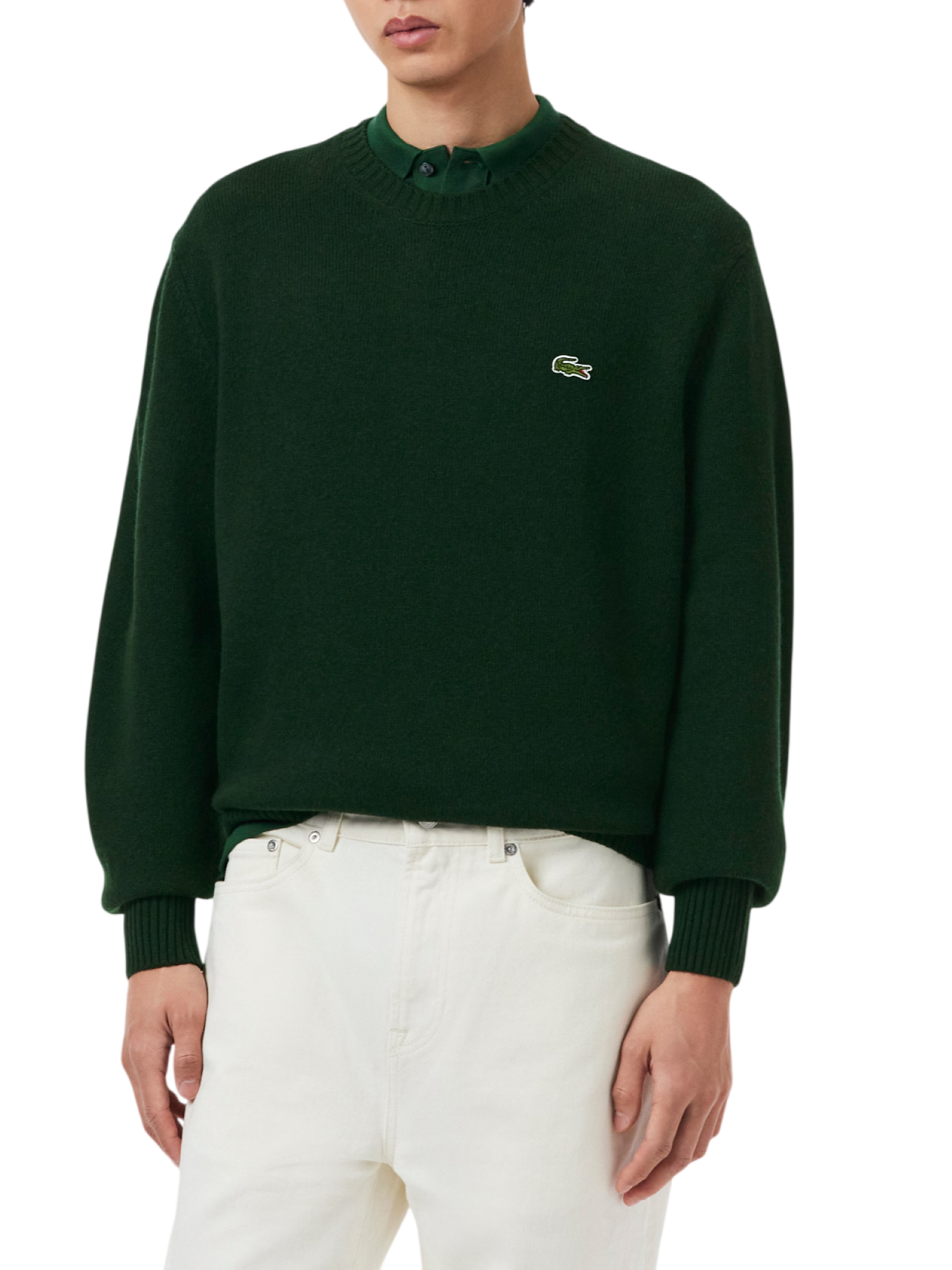 Lacoste maglia girocollo uomo in pura lana verde AH2916 YZP LACOSTE