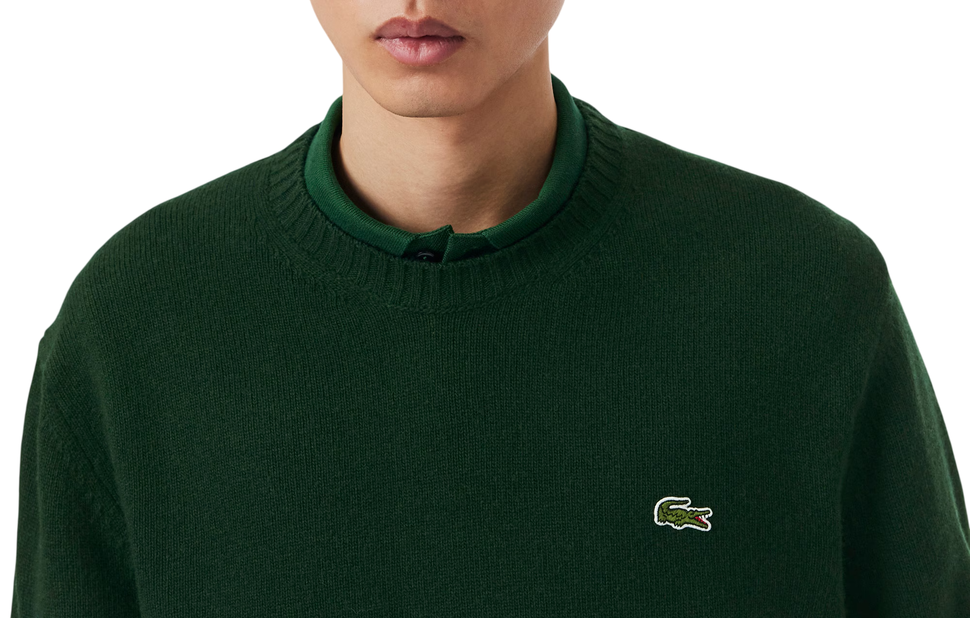 Lacoste maglia girocollo uomo in pura lana verde AH2916 YZP LACOSTE