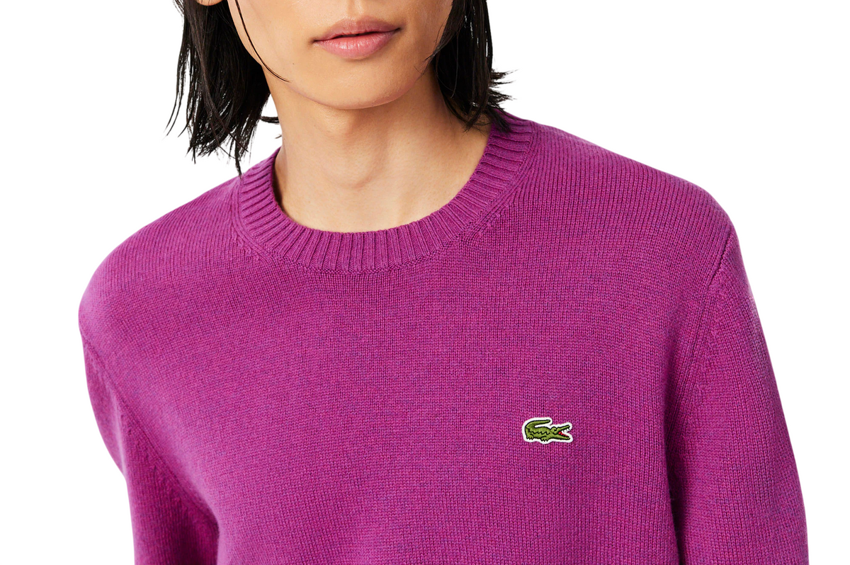 Lacoste maglia girocollo uomo in pura lana magenta AH2916 ZK2 LACOSTE