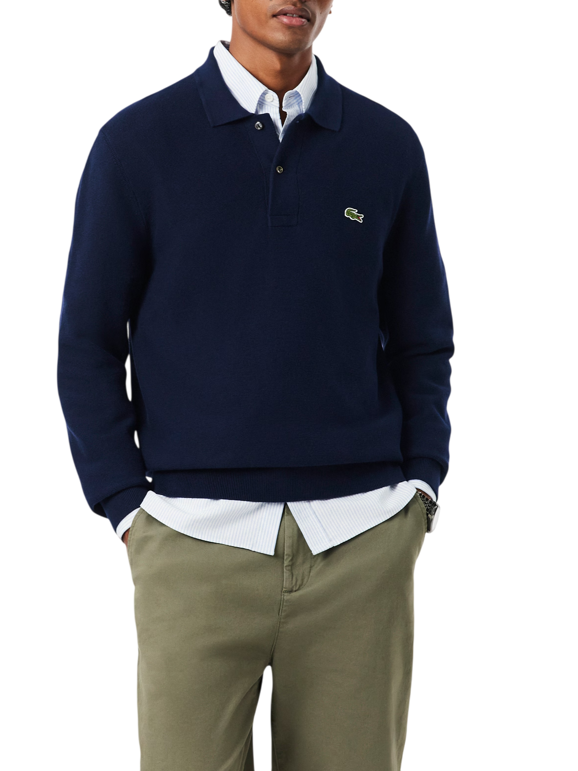Lacoste polo uomo in maglia di cotone blu AH9904 166 LACOSTE
