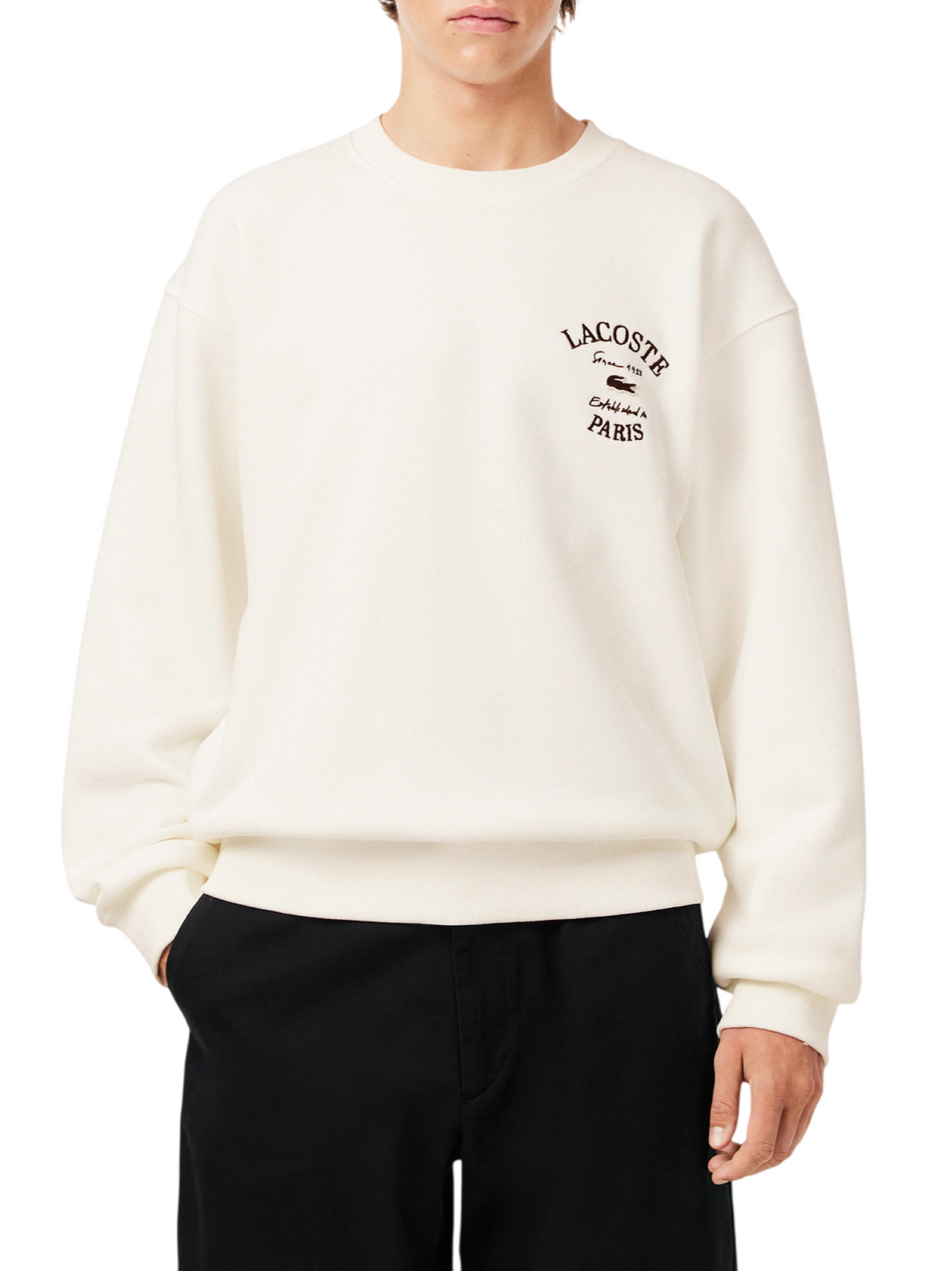 Lacoste felpa uomo con ricamo panna SH9785 70V LACOSTE