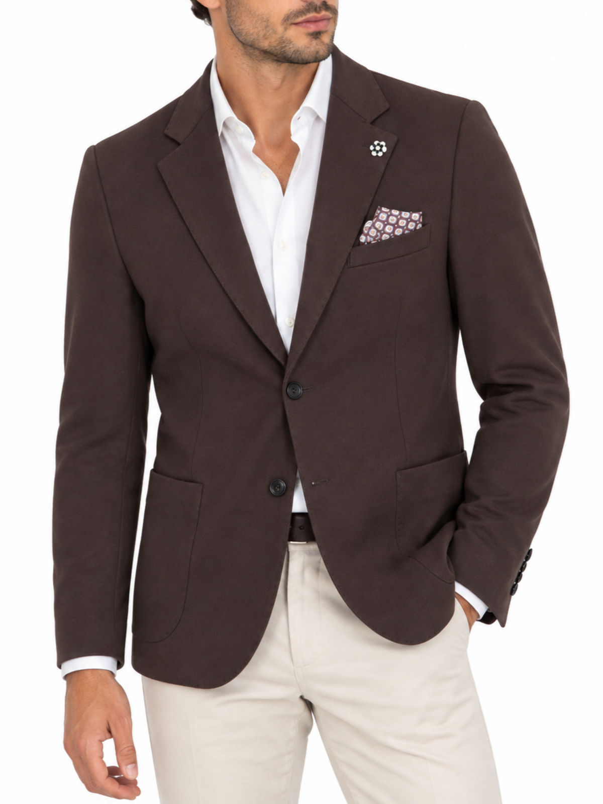 Le Braghe giacca blazer uomo monopetto misto viscosa marrone G525-2631 MORO Le Braghe