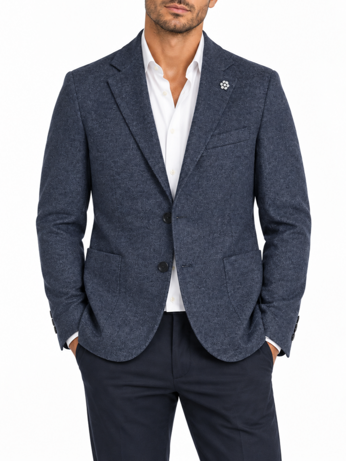 Le Braghe giacca blazer uomo monopetto blu melange G525-2646 BLU Le Braghe