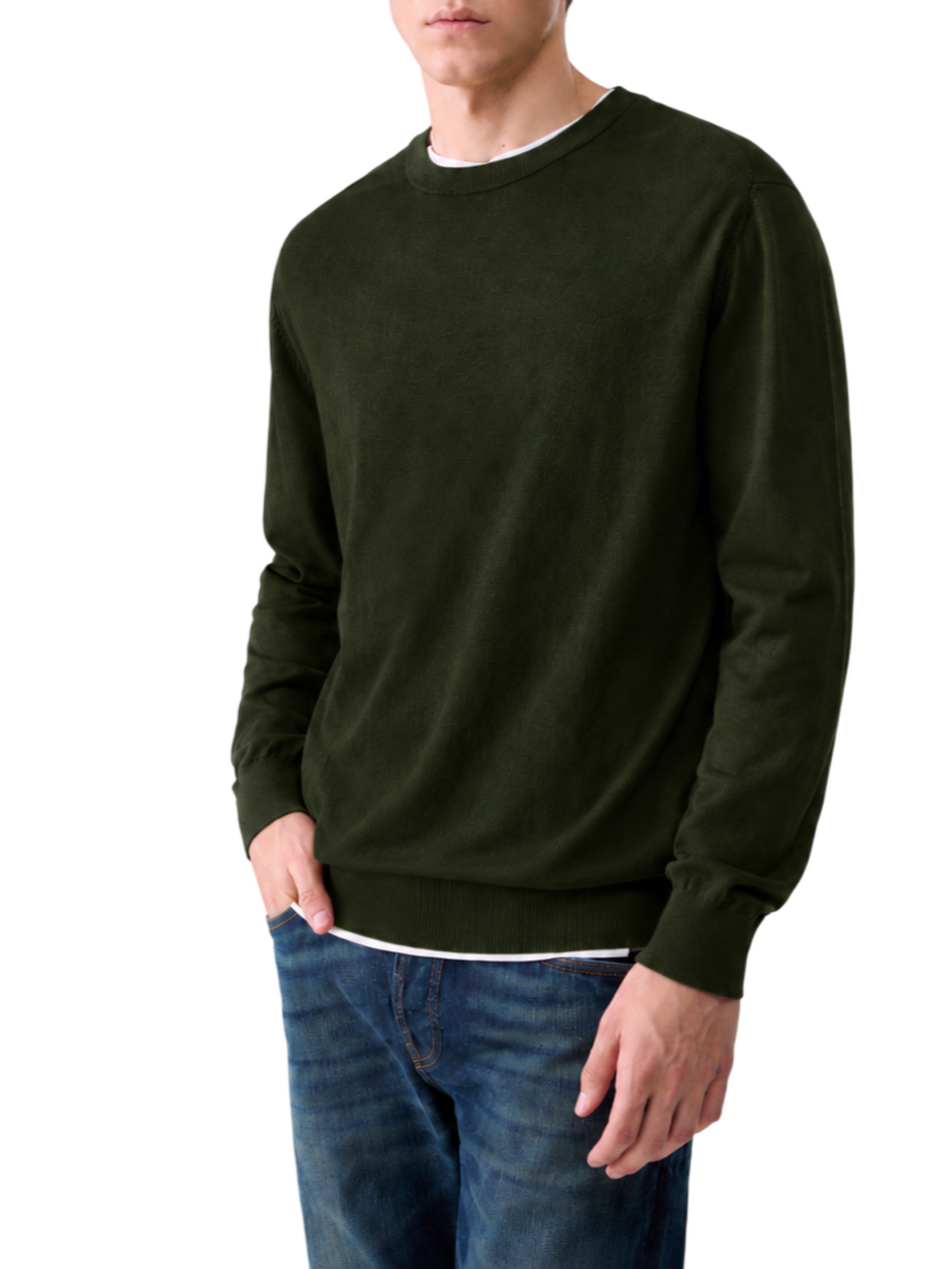 Liu Jo maglia girocollo uomo in misto seta verde fango QF6084MA19R 90509 LIU JO