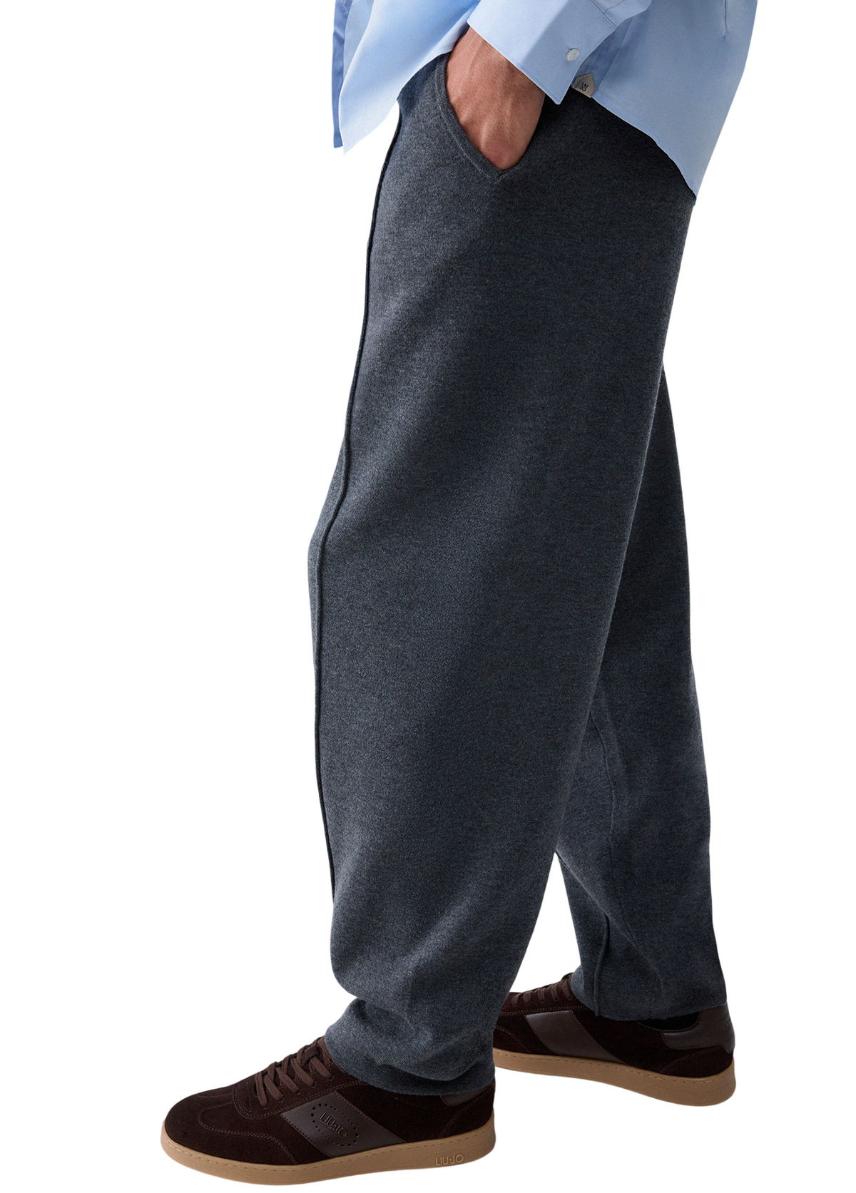 Liu Jo pantaloni uomo in maglia misto lana grigio QF6105MAB19 02042 LIU JO