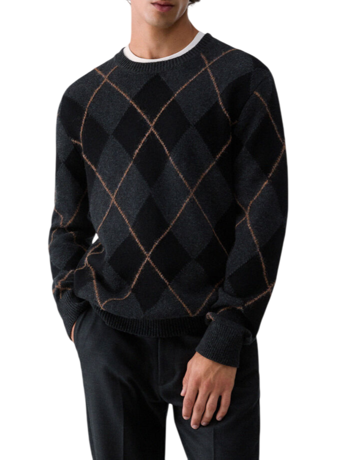 Liu Jo maglia uomo misto lana a rombi grigio nero QF6184MAB22 09433 LIU JO