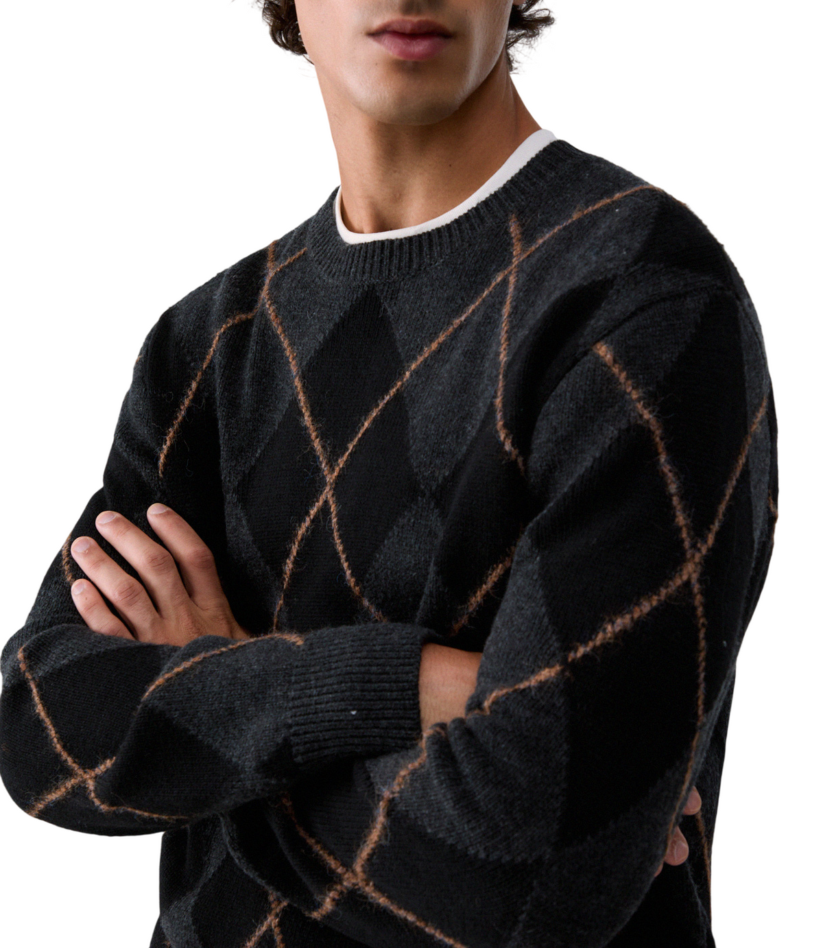 Liu Jo maglia uomo misto lana a rombi grigio nero QF6184MAB22 09433 LIU JO