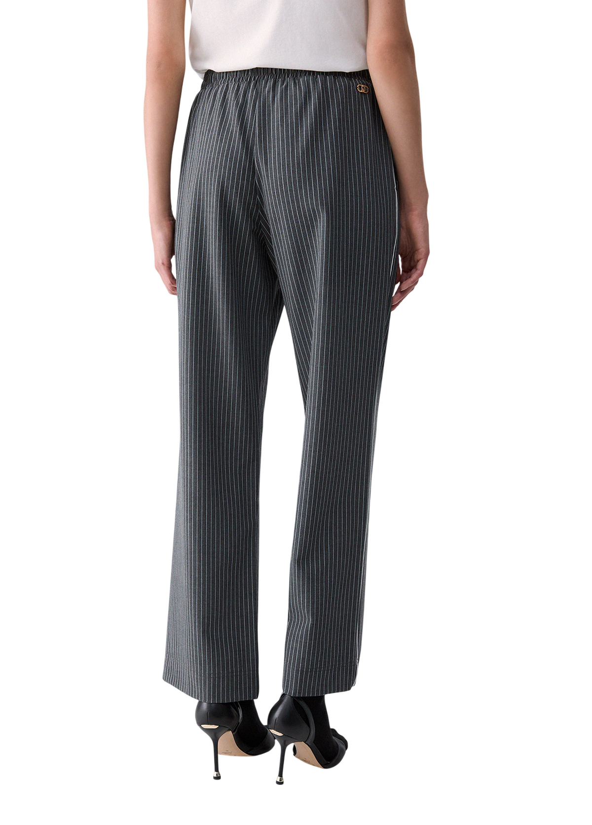Liu Jo pantaloni donna gessati con coulisse grigio TF6149T691A D3031 LIU JO