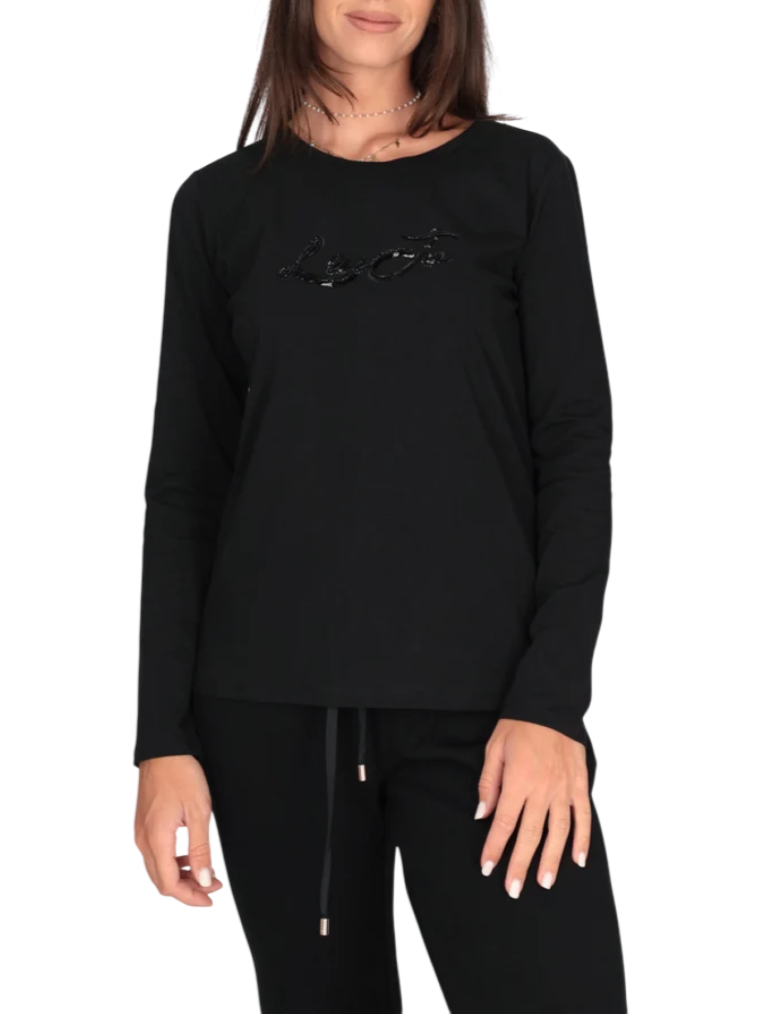 Liu Jo T-shirt manica lunga con logo gioiello nero TF6245JS003 L9499 LIU JO