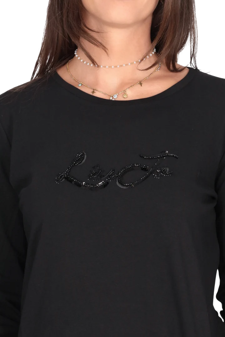 Liu Jo T-shirt manica lunga con logo gioiello nero TF6245JS003 L9499 LIU JO
