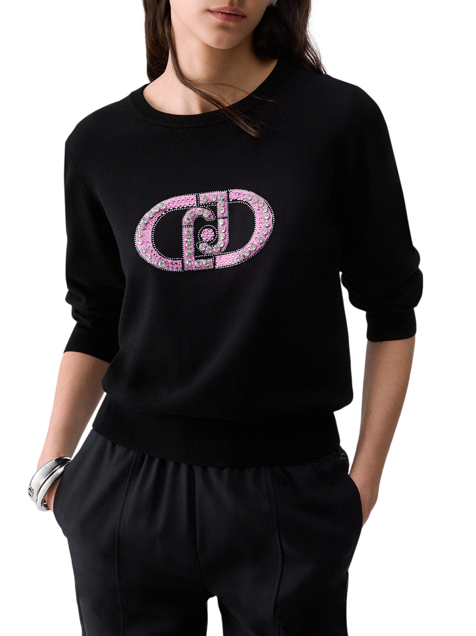 Liu Jo maglia donna con logo gioiello nero TF6261MS63L L9312 LIU JO