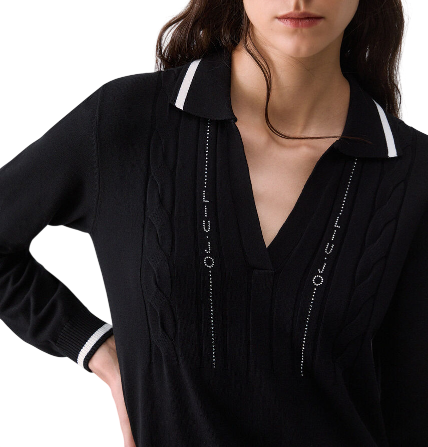 Liu Jo abito corto in maglia con logo strass nero TF6271MS63L A3521 LIU JO