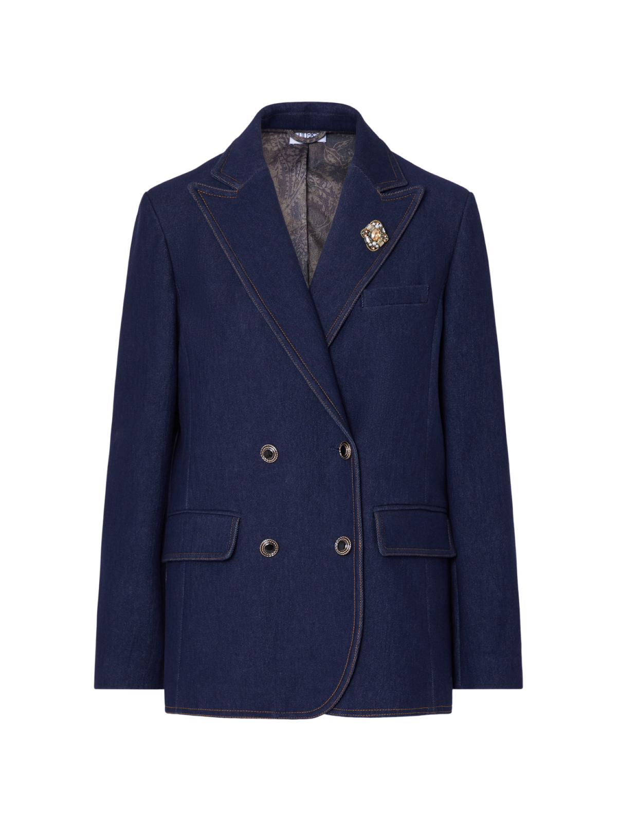 Liu Jo giacca blazer doppiopetto in denim lavaggio blu UF6079D0368 77000 LIU JO
