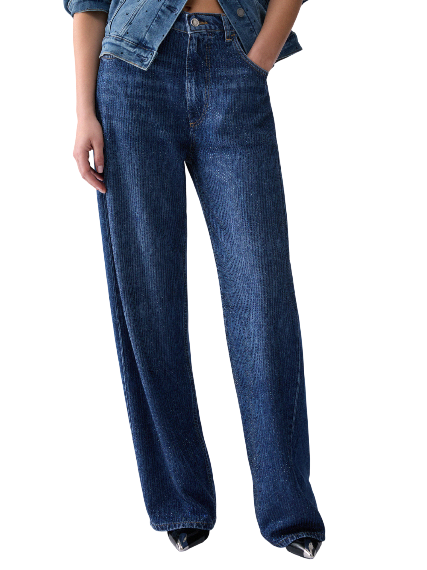 Liu Jo jeans donna straight con strass lavaggio medio UF6166D0373 79111 LIU JO