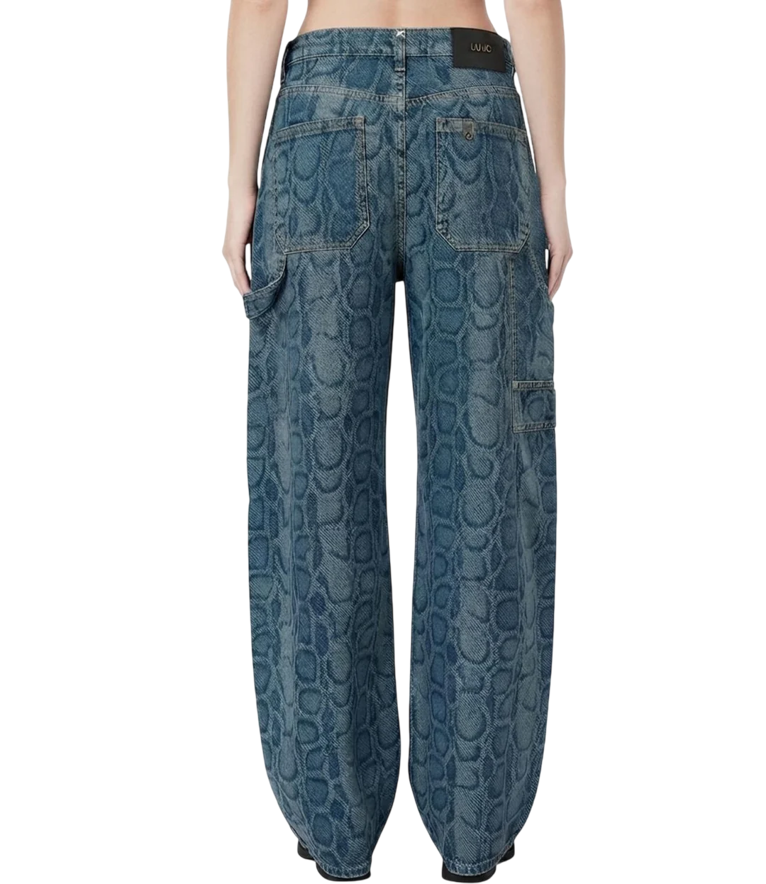 Liu Jo feat Elodie jeans wide leg stampa pitonata lavaggio blu medio UF6519D0397 79154 LIU JO