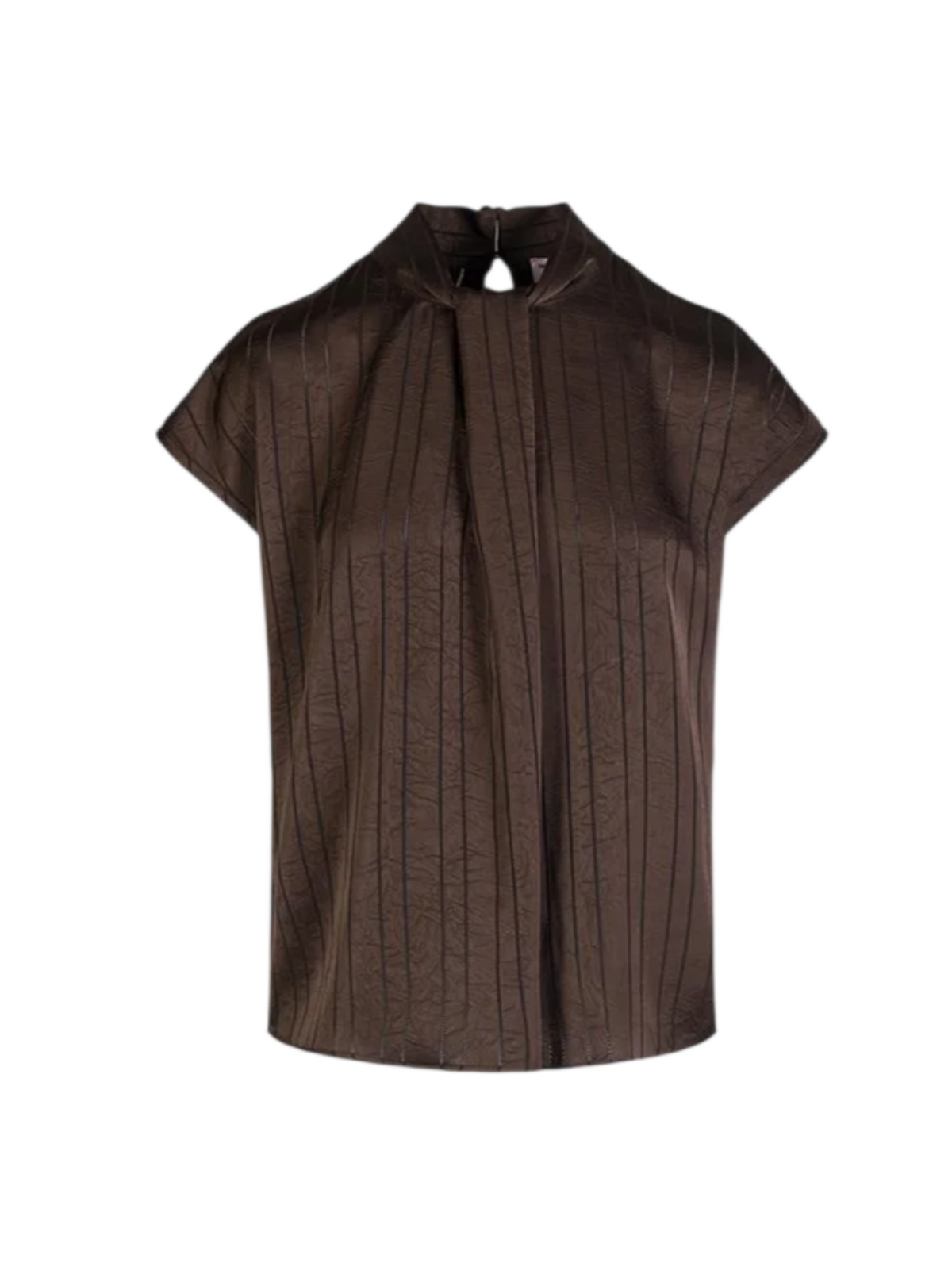 Lola by Sandro Ferrone blusa donna satin manica corta gessata marrone L22YBGLUNARE CACAO Lola BY S.FERRONE