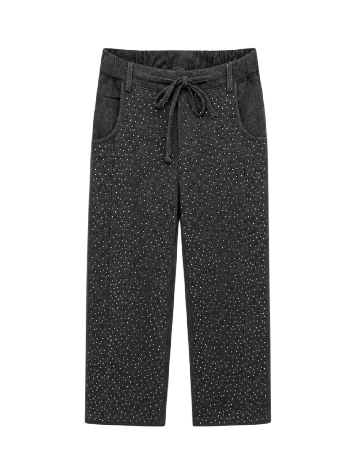 Lulù by Miss Grant pantaloni gamba larga bambina con strass grigio LL4592 ANTRACITE LU LU'