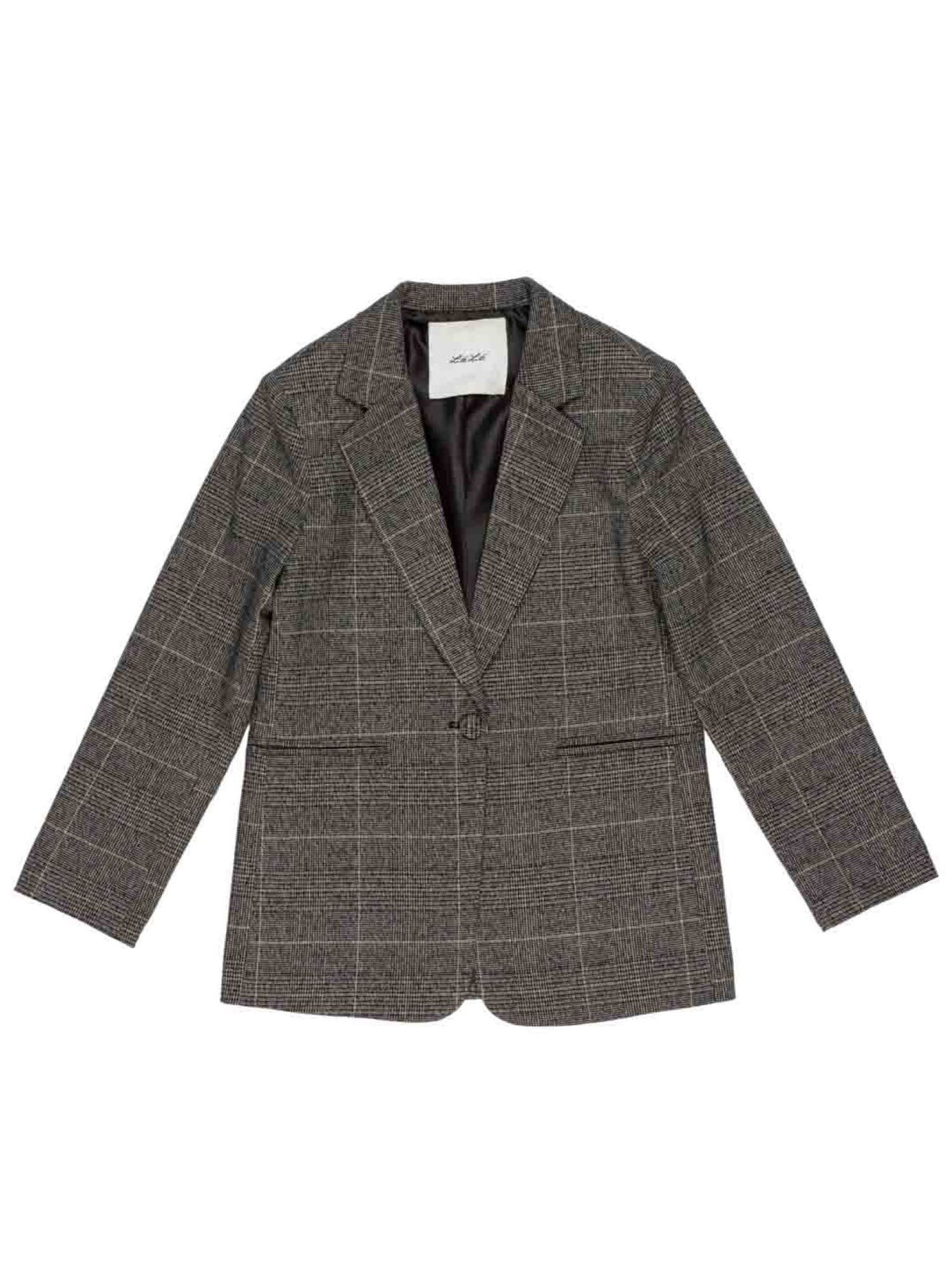 Lulù by Miss Grant giacca blazer bambina fantasia Principe di Galles grigio LL4675 CHENE LU LU'