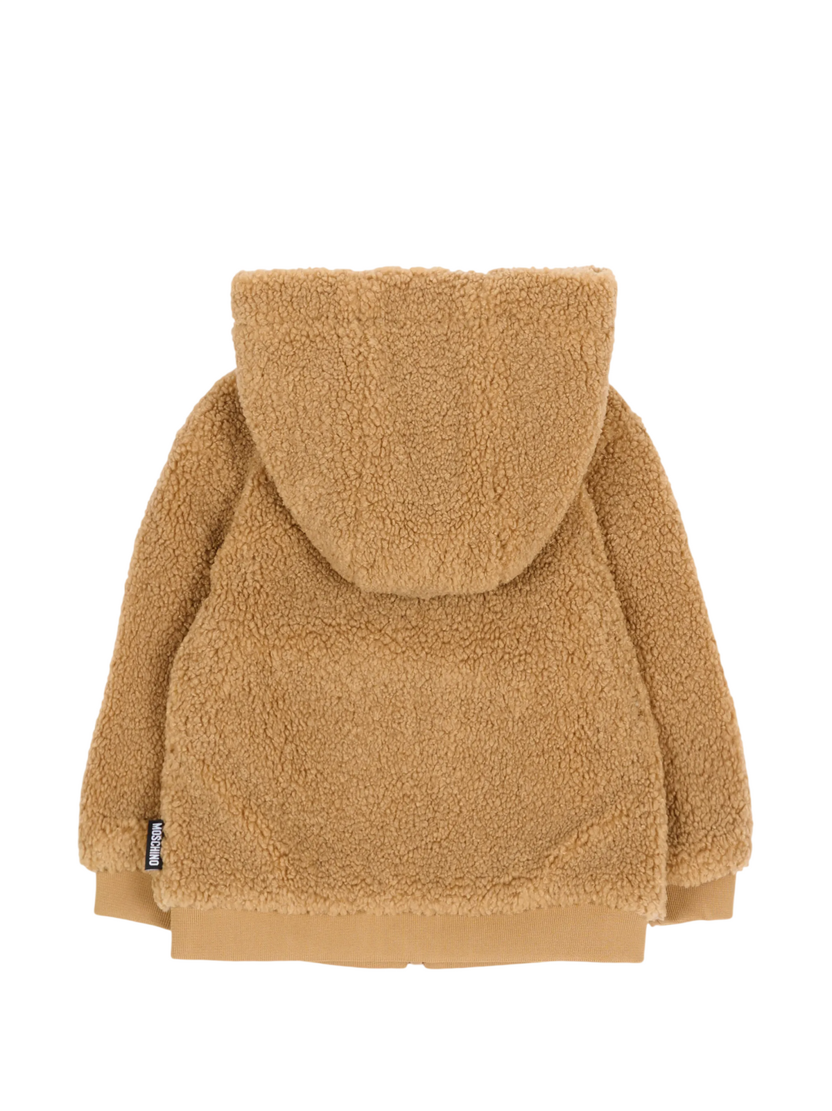 Moschino giubbino neonato con cappuccio in tessuto sherpa marrone MUA00BLIA00 20351 MOSCHINO