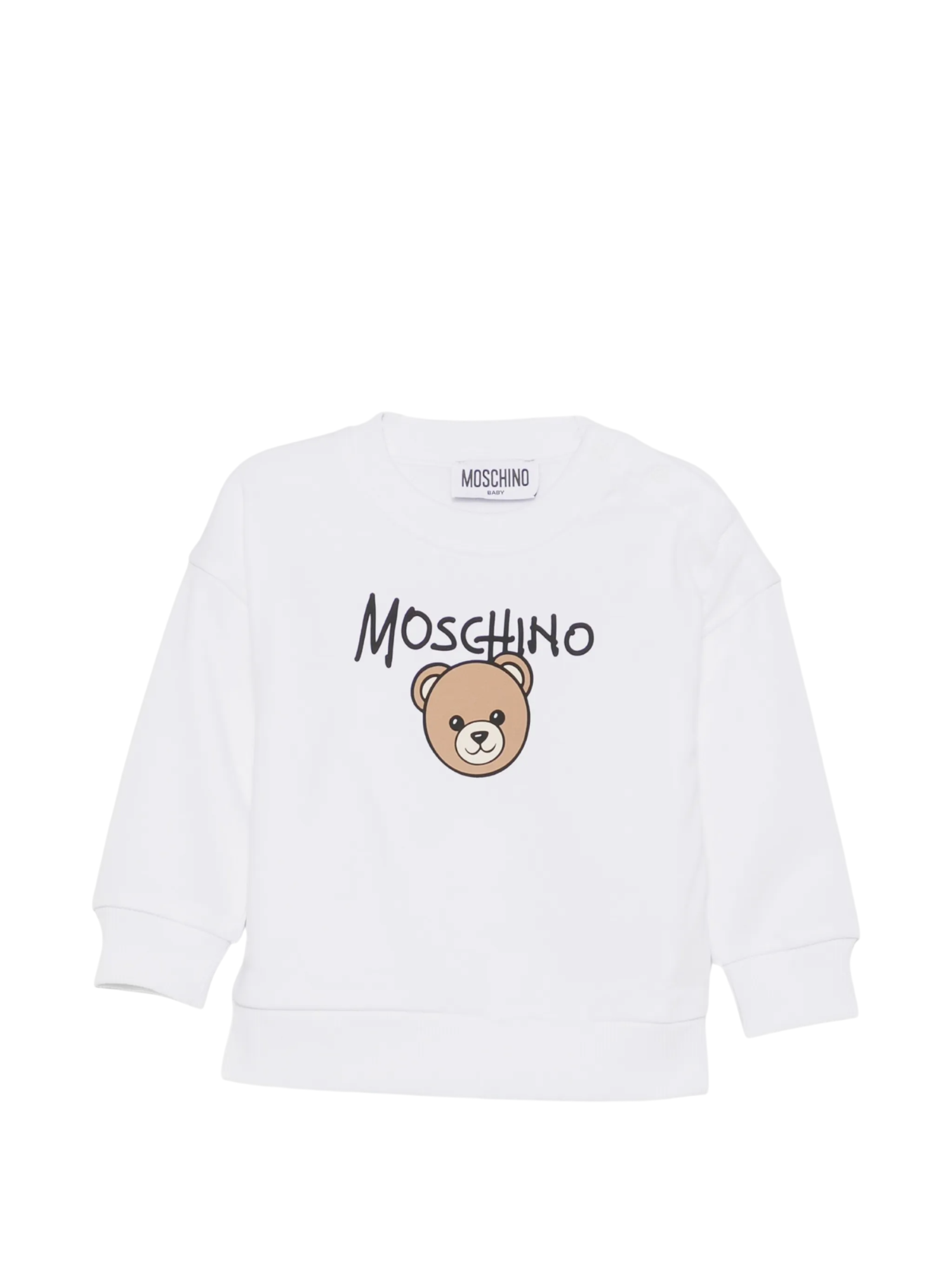 Moschino felpa unisex neonato con orsetto bianco MUF06HLCA83 10101 MOSCHINO