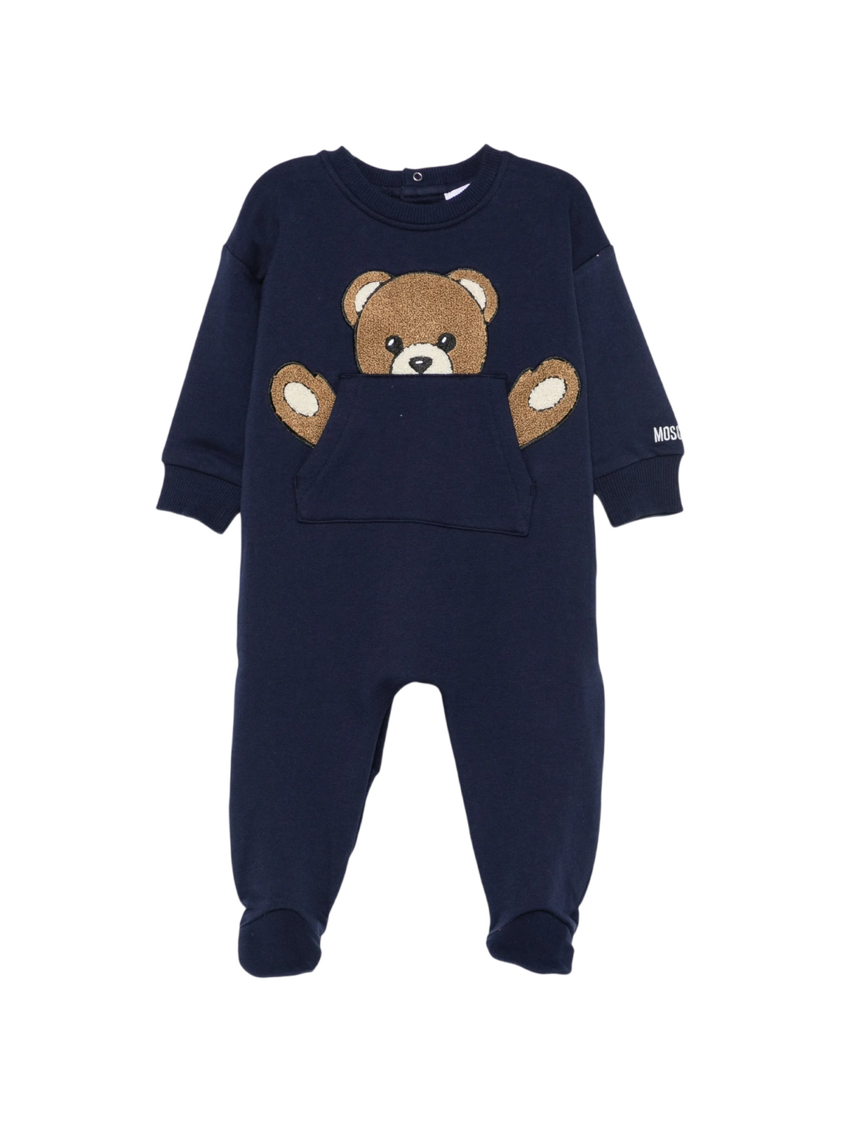 Moschino tutina con piedini neonato con orsetto Toy blu MUY09HLCA93 40016 MOSCHINO