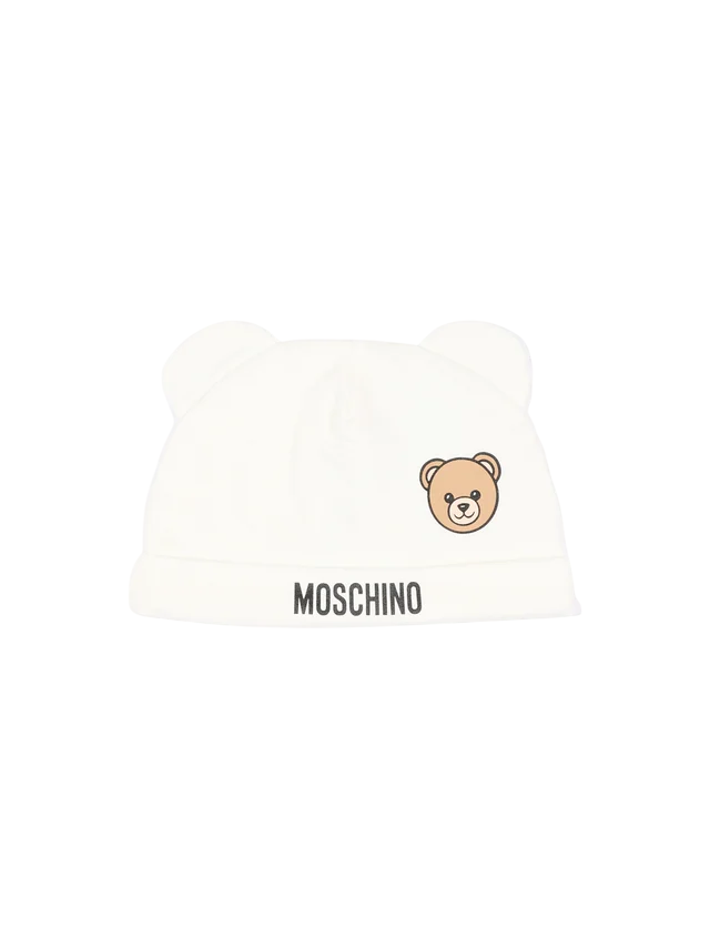 Moschino set unisex neonato cappello e bavetta con orsetto panna MUY09NLCA40 10063 MOSCHINO