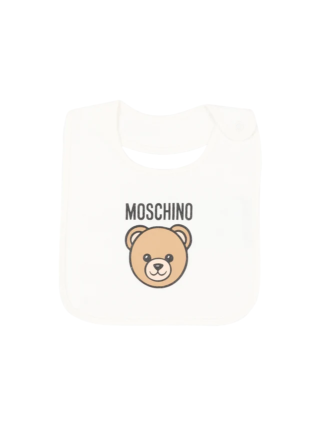 Moschino set unisex neonato cappello e bavetta con orsetto panna MUY09NLCA40 10063 MOSCHINO