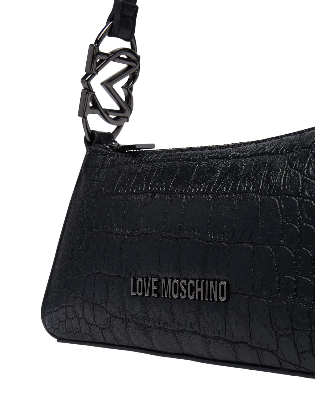 Love Moschino borsa a tracolla in ecopelle effetto coccodrillo nero argento JC4007PP1P-LF0 000 MOSCHINO LOVE