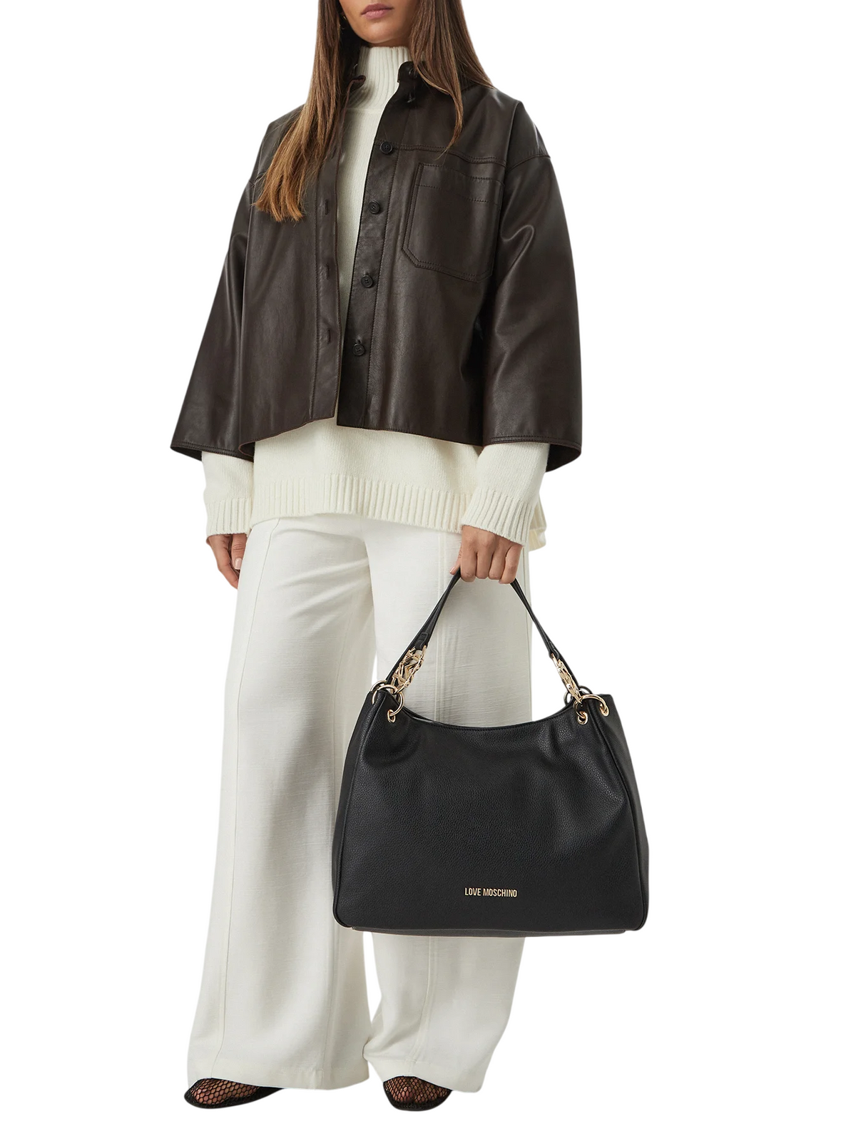 Love Moschino borsa tote a spalla in ecopelle martellata nero JC4014PP1P-LB0 000 MOSCHINO LOVE