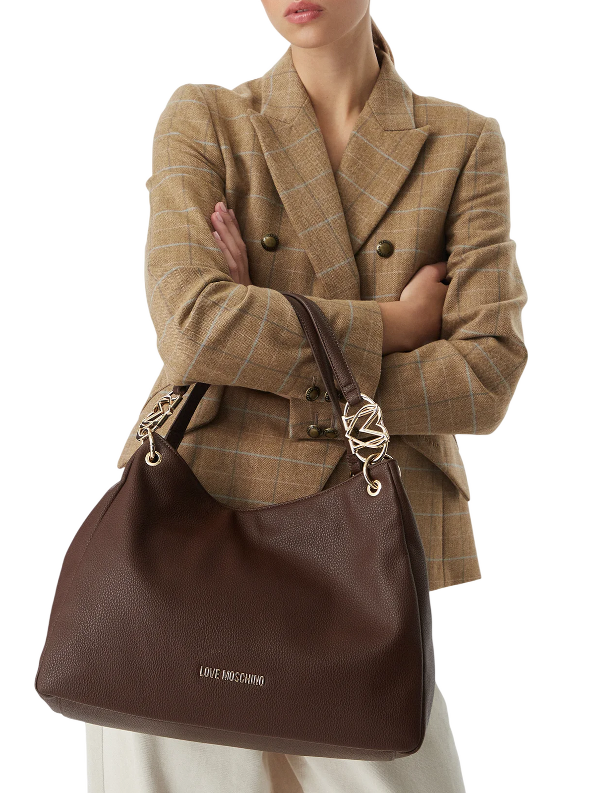 Love Moschino borsa tote a spalla in ecopelle martellata marrone JC4014PP1P-LB0 300 MOSCHINO LOVE