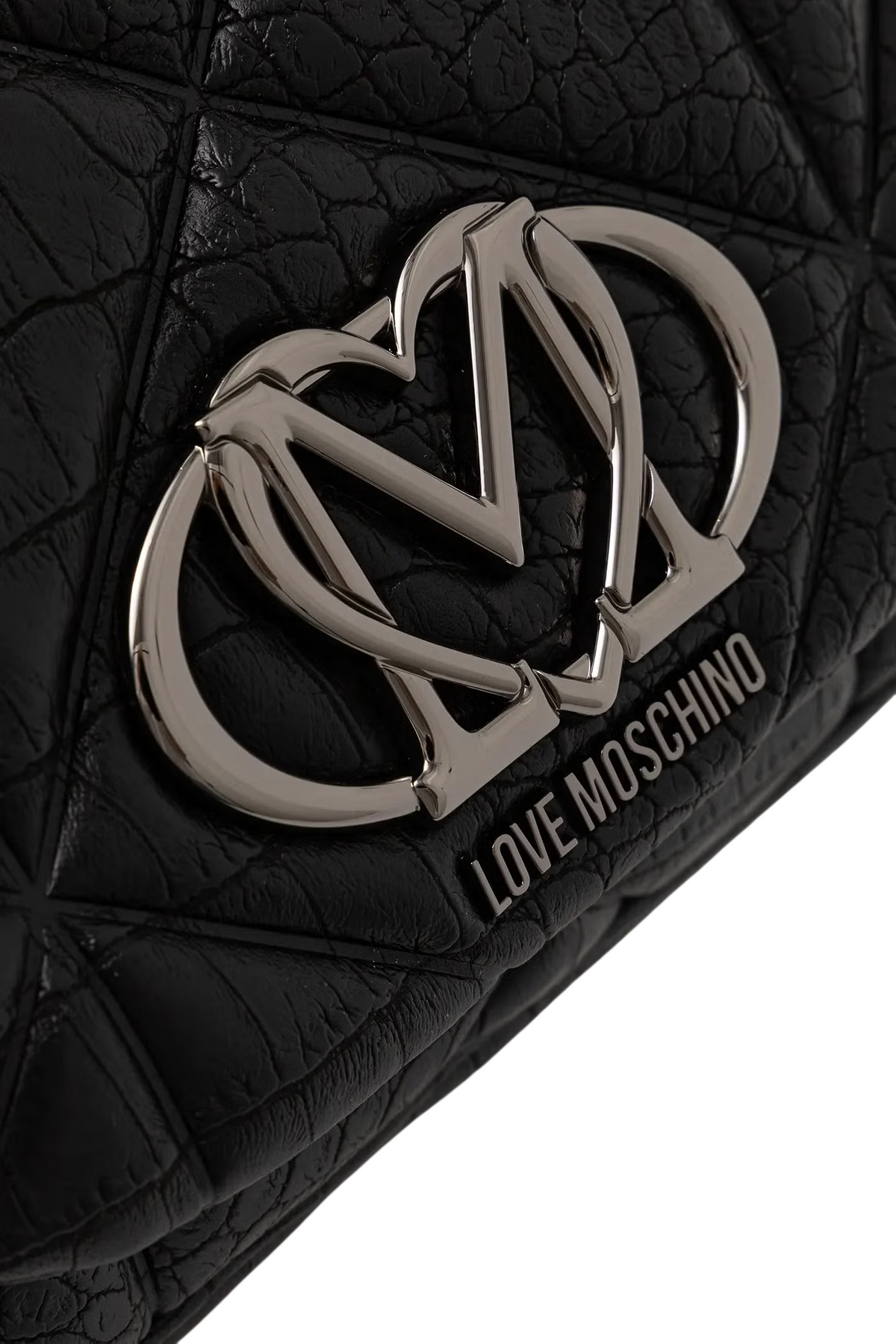 Love Moschino zaino donna in ecopelle cocco con placca logo nero argento JC4037PP1P-LF1 000 MOSCHINO LOVE