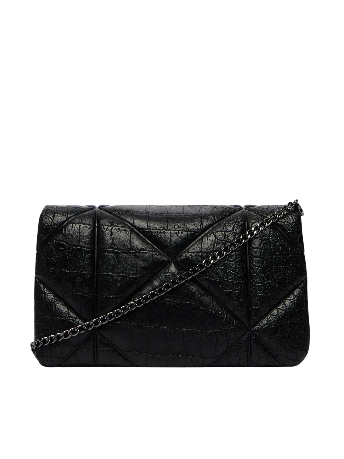 Love Moschino borsa a tracolla in ecopelle trapuntata effetto coccodrillo nero argento JC4043PP1P-LF1 000 MOSCHINO LOVE