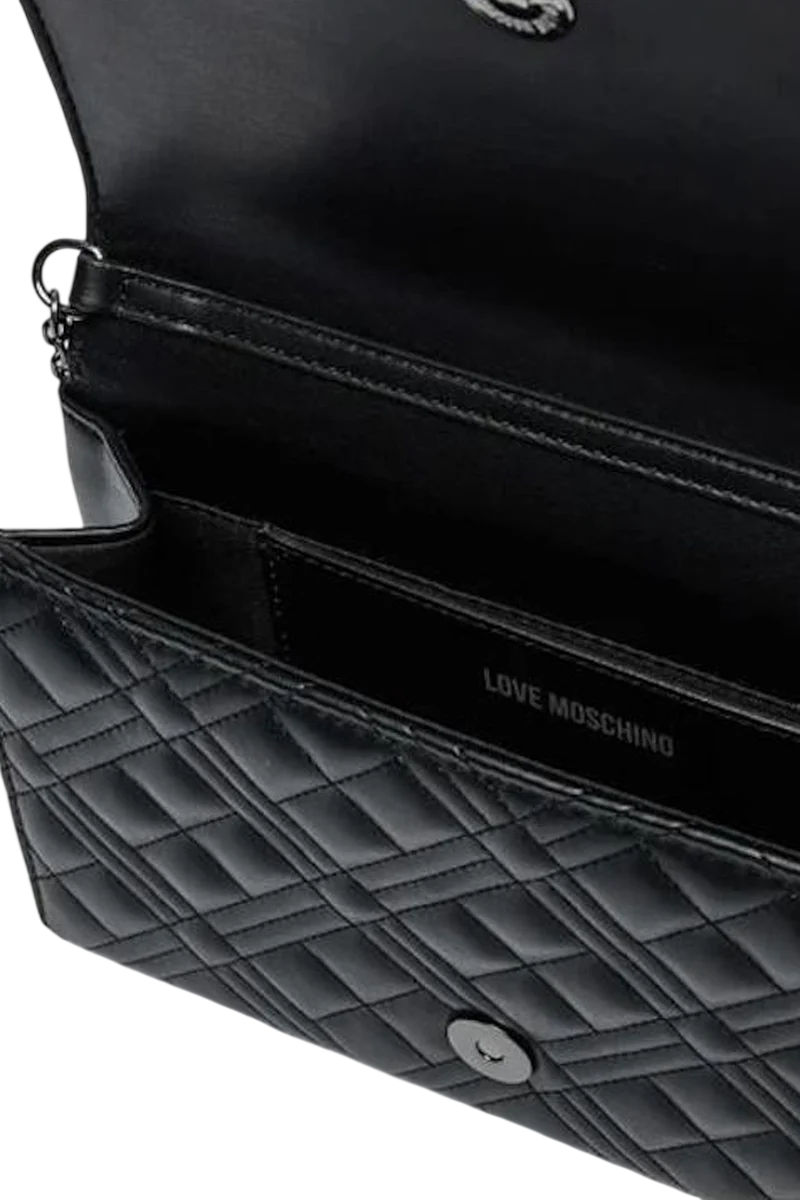 Love Moschino borsa a tracolla donna in ecopelle trapuntata nero argento JC4079PP1P-LA0 00B MOSCHINO LOVE