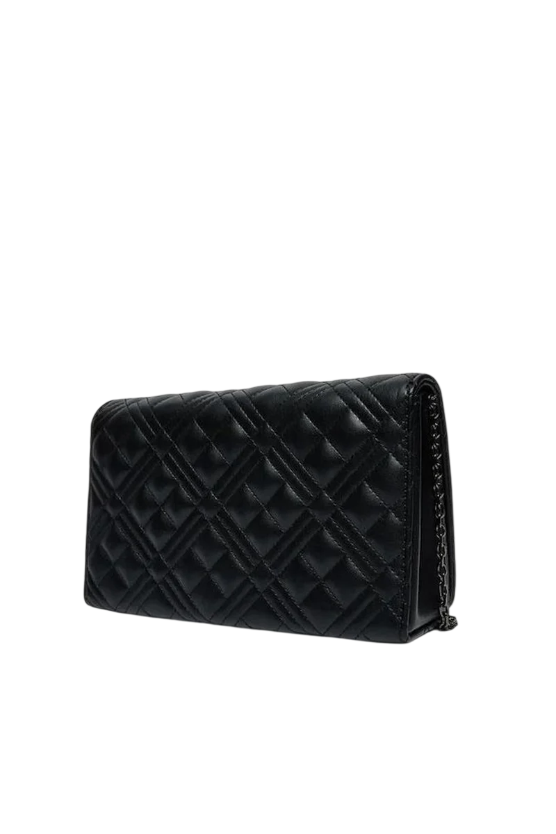 Love Moschino borsa a tracolla donna in ecopelle trapuntata nero argento JC4079PP1P-LA0 00B MOSCHINO LOVE
