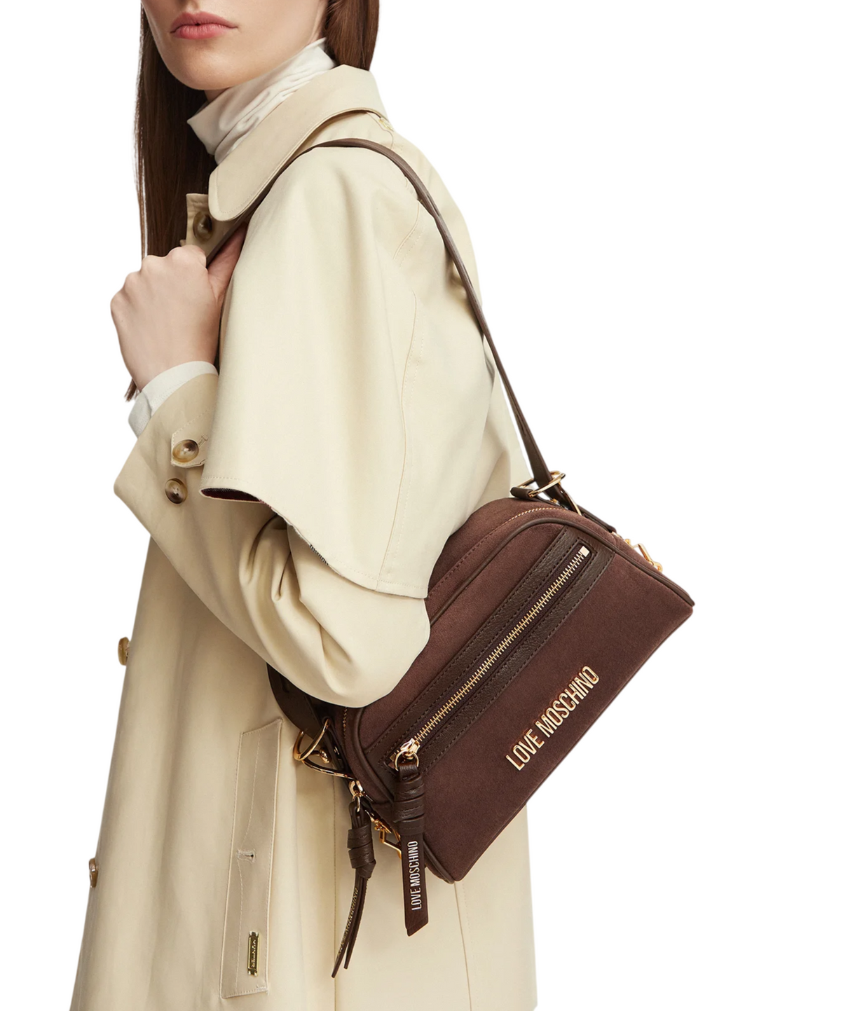 Love Moschino borsa a tracolla donna in velour marrone JC4094PP1P-LD1 30A MOSCHINO LOVE