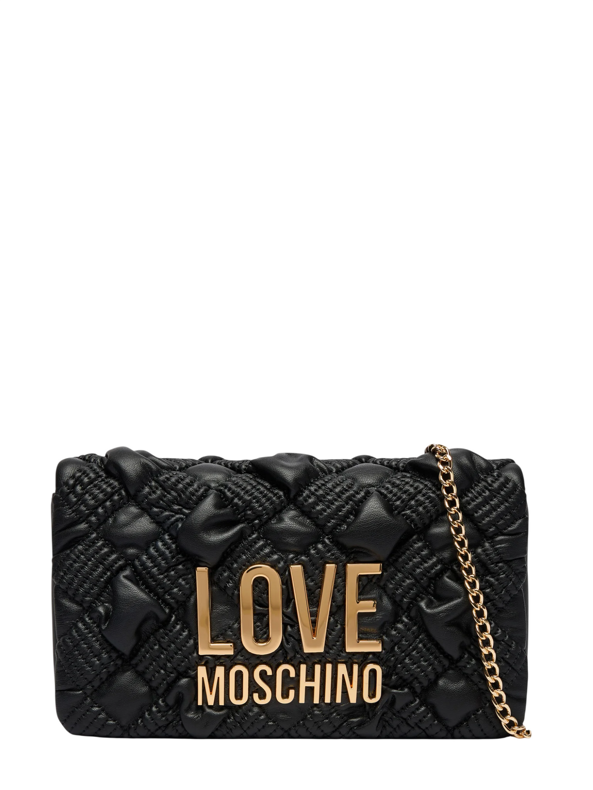 Love Moschino borsa a tracolla donna in pelle con placca logo nero oro JC4131PP1P-L10 00A MOSCHINO LOVE