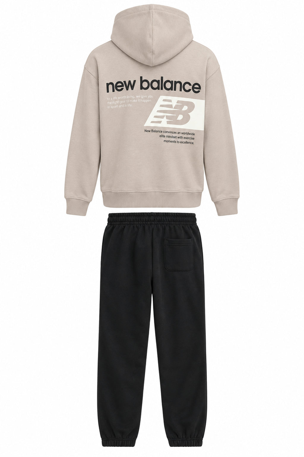 New Balance tuta sportiva bambino felpa e pantaloni beige nero LAKB0657 TWF NEW BALANCE