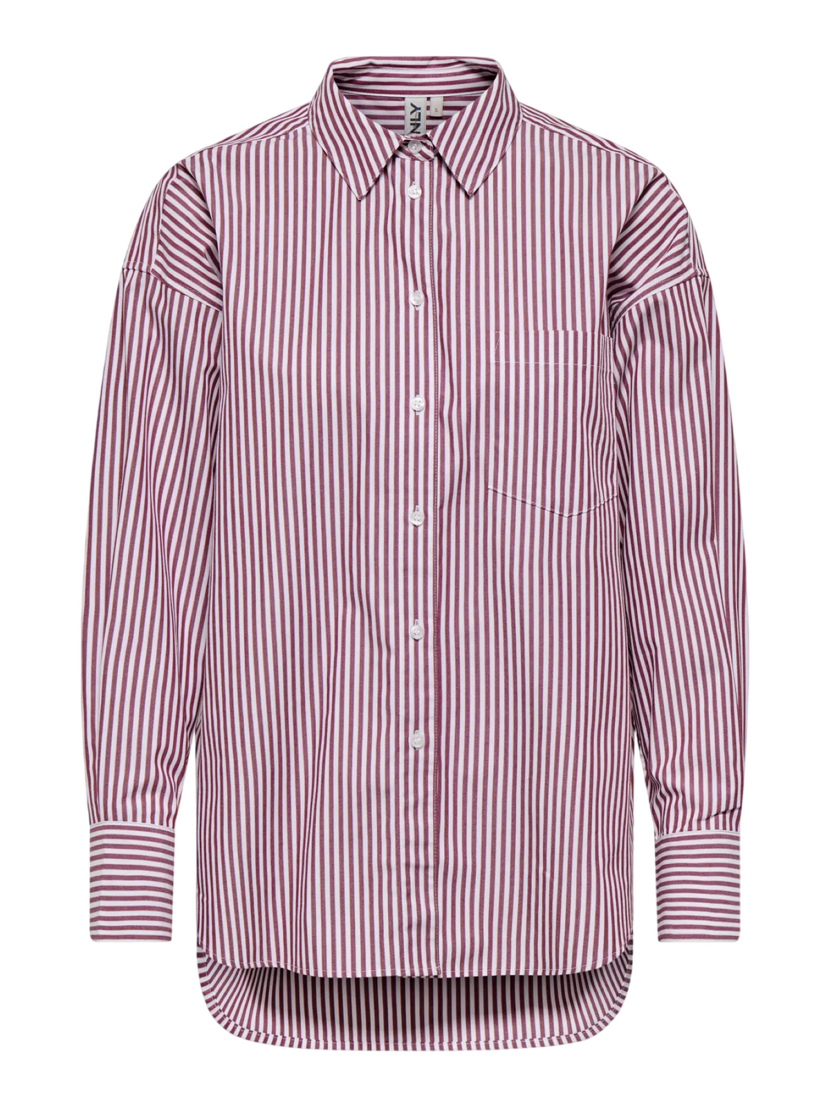 Only camicia donna manica lunga in cotone a righe borgogna bianco 15381158 FIG-CLOUD DANCER ONLY
