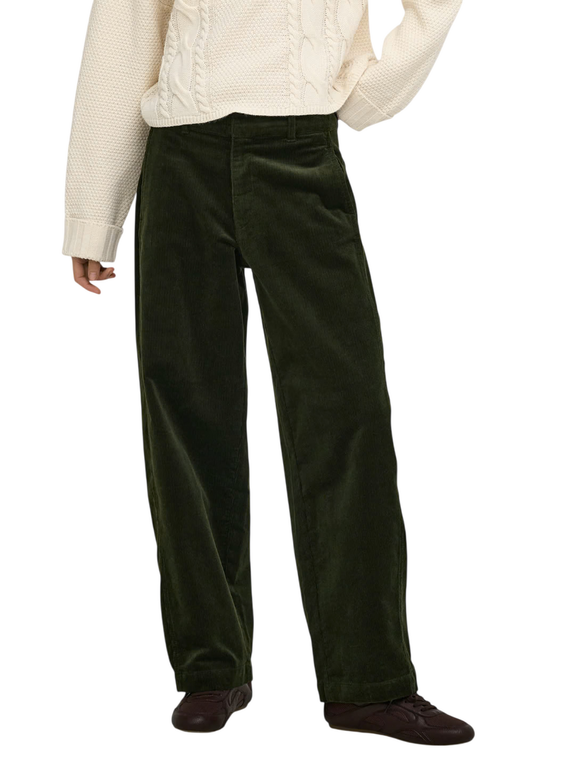 Only pantaloni donna barrel in velluto millerighe verde 15382132 ROSIN ONLY