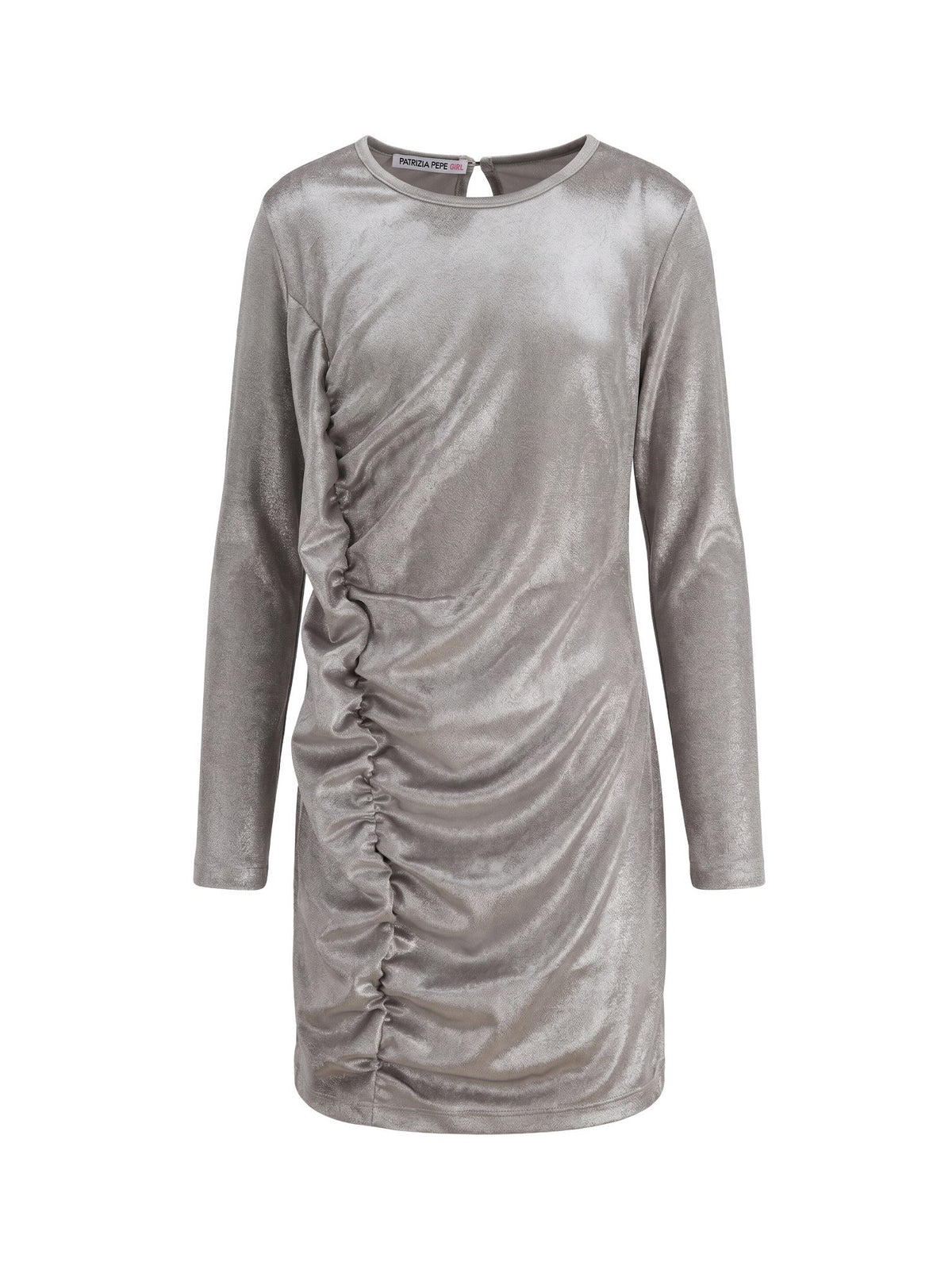 Patrizia Pepe abito corto drappeggiato in ciniglia bambina argento 7A0052-J0065 S790 PATRIZIA PEPE