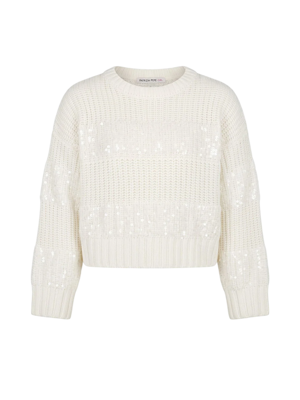 Patrizia Pepe maglia bambina misto lana con paillettes bianco latte 7K0080-KK025 W444 PATRIZIA PEPE