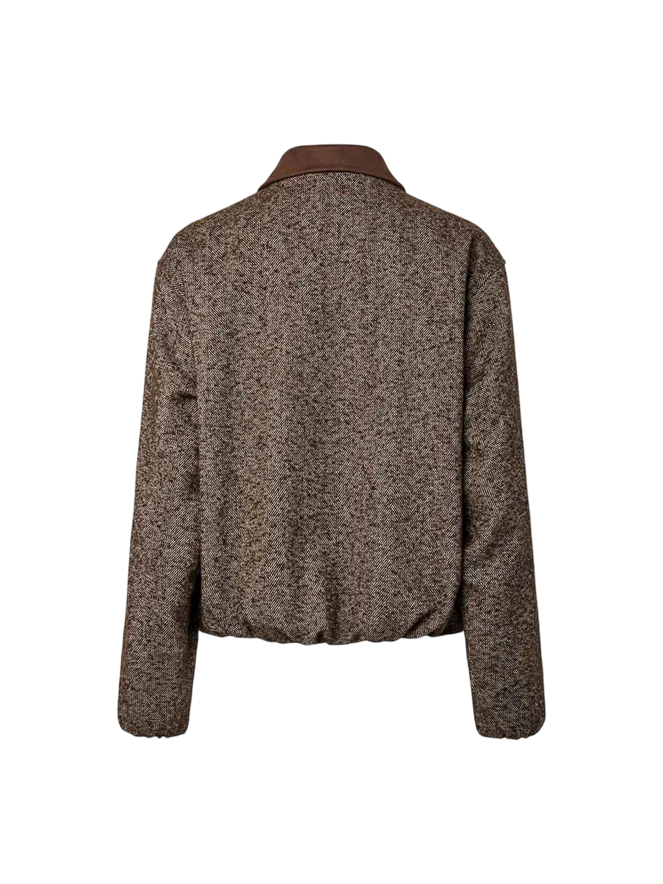 Pieces giubbino donna in fantasia chevron marrone panna 17166068 CHICORY COFFEE PIECES
