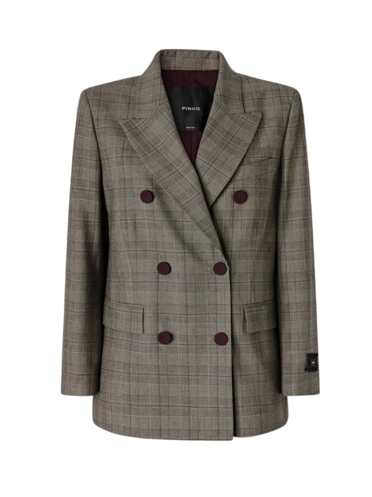 Pinko giacca doppiopetto New Guinea fantasia check grigio 105617-A3FF CYZ PINKO