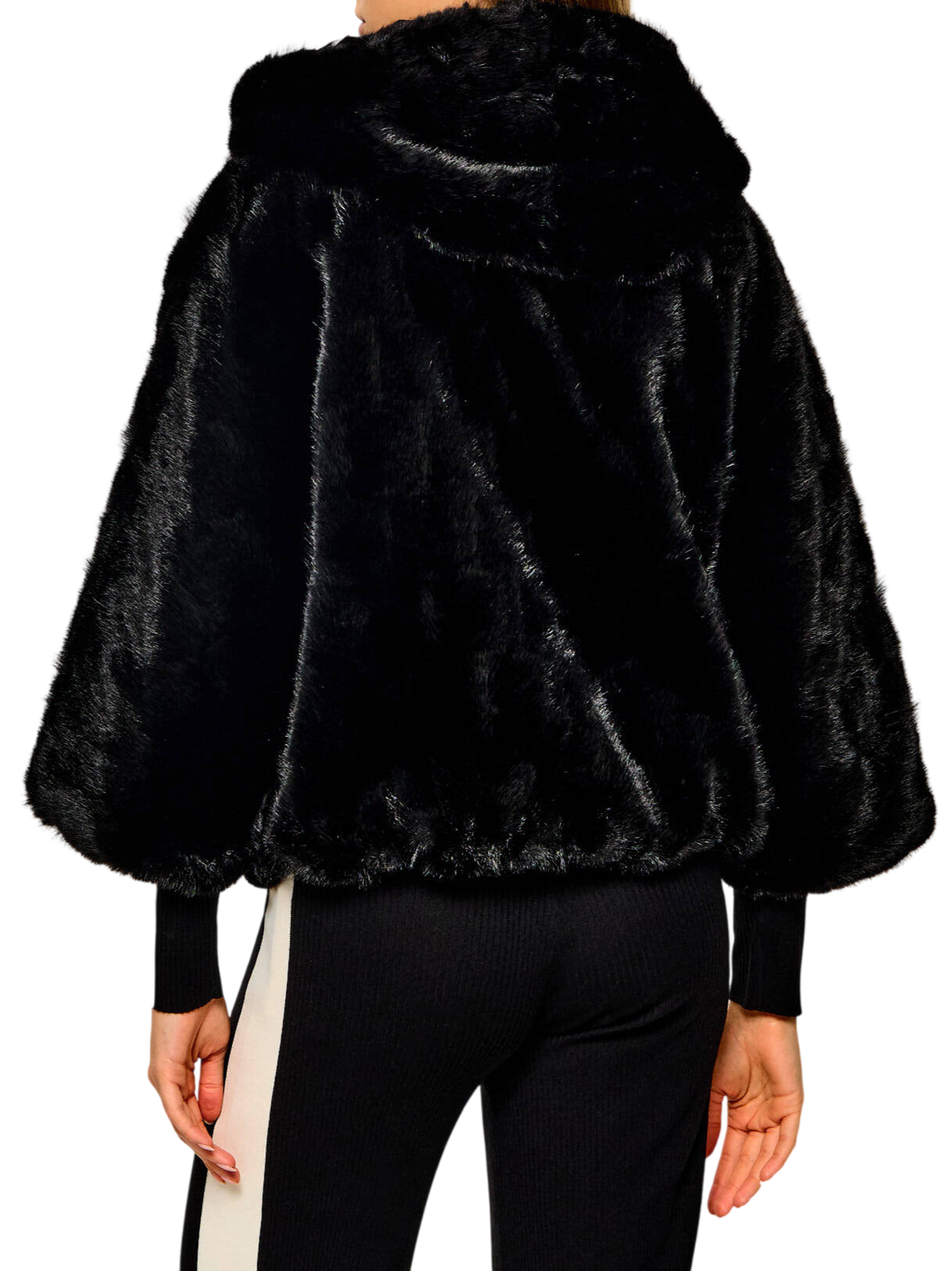 Pinko pelliccia ecologica corta Cadetia con cappuccio nero 107054-A3C5 Z99 PINKO